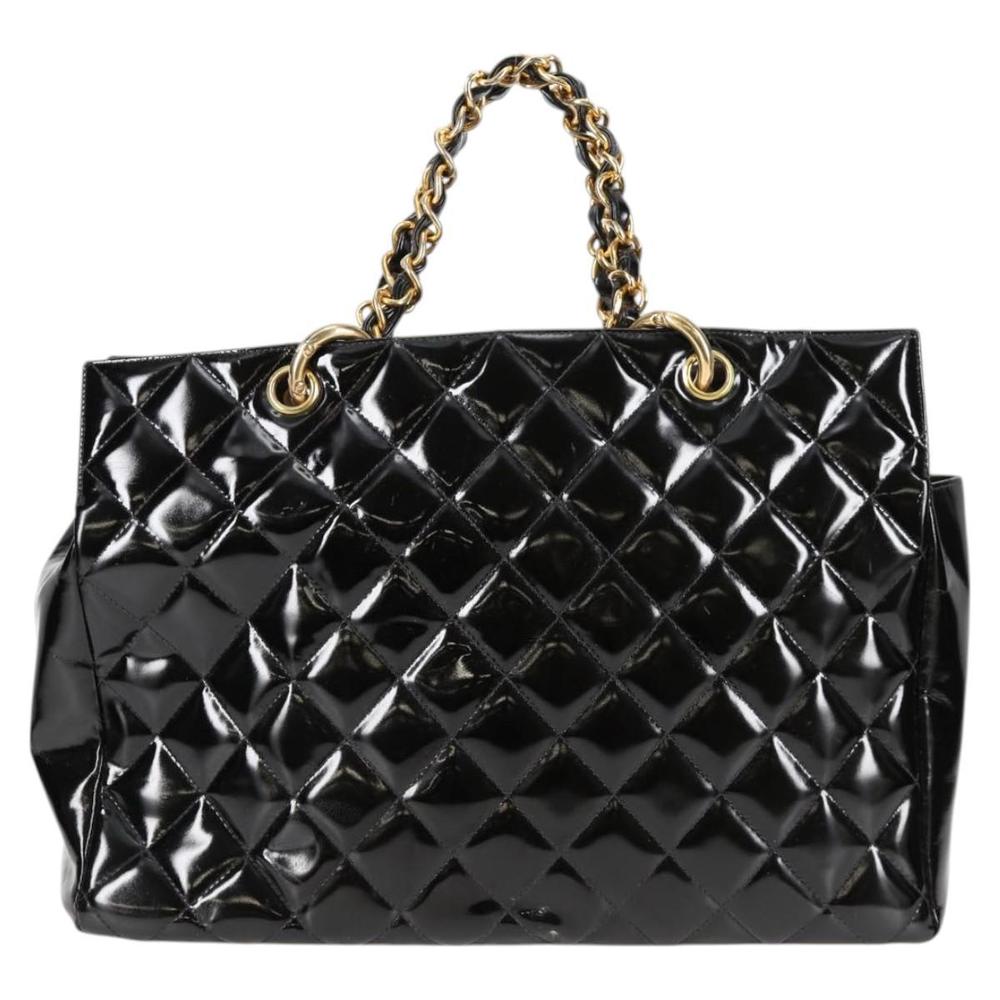 CHANEL Matelasse COCO Mark Chain Hand Bag Patent leather Black CC Auth 122351 - Picture 2 of 16